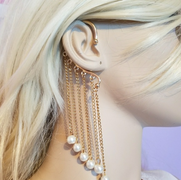 Gold Pearl Ear Drape - Picture 1 of 2